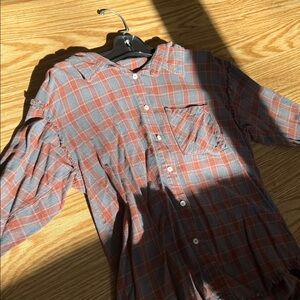 Men's Gray and Red Plaid Shirt